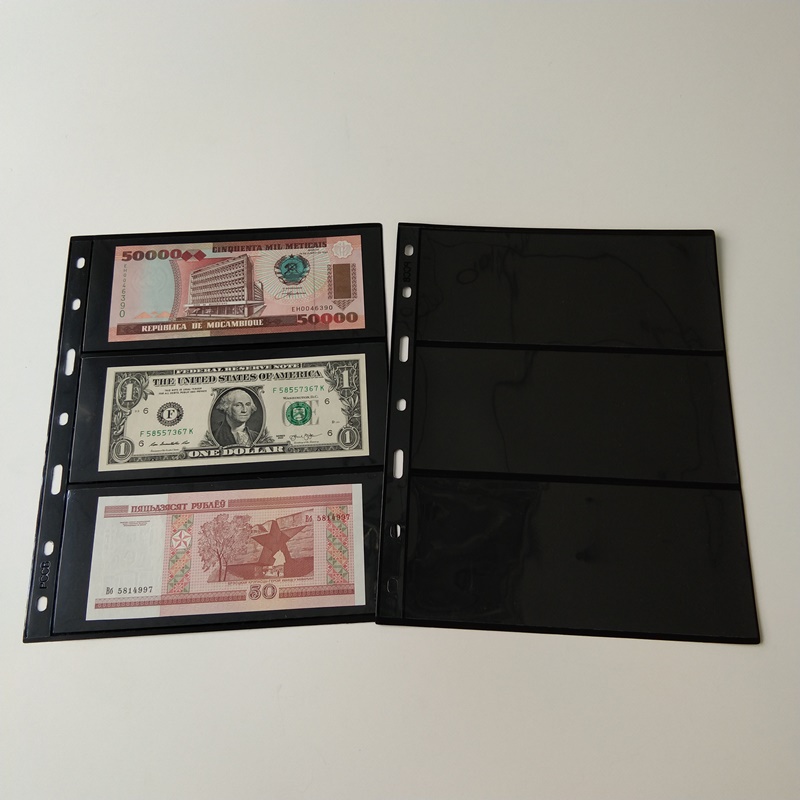 3 kapesní poly černé měnové úložiště portfolia pro měnové účty
